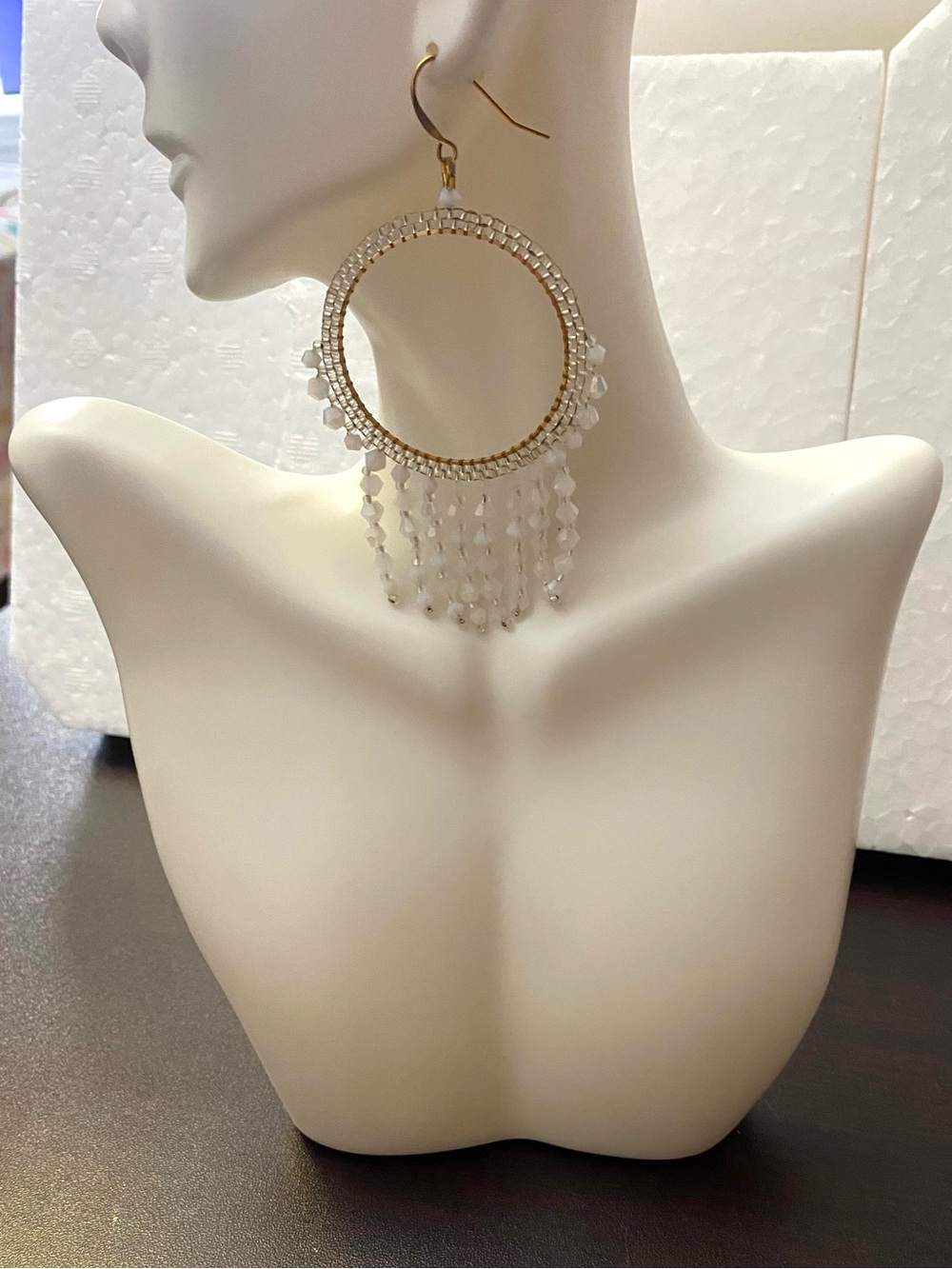Handmade brick stitch Elegant Beaded Hoop's Earrings